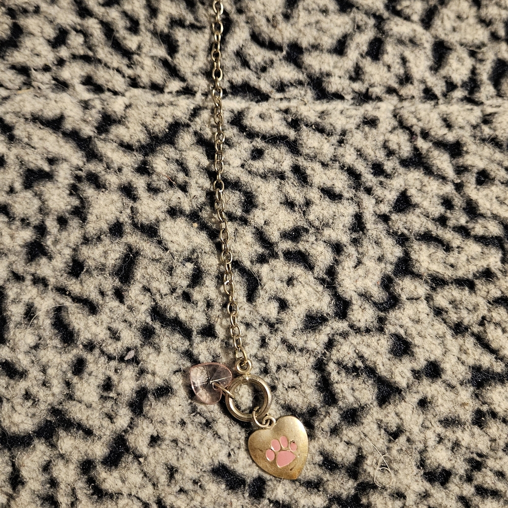 Justice Gold Heart Bracelet with Pink Paw Charm